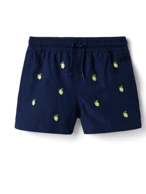 Janie and Jack Navy Lemon Print Swim Shorts